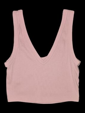 wild fable Pink Ribbed V-Neck Cropped Tank